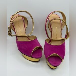 Charlotte Olympia Pink Suede Serena Ankle